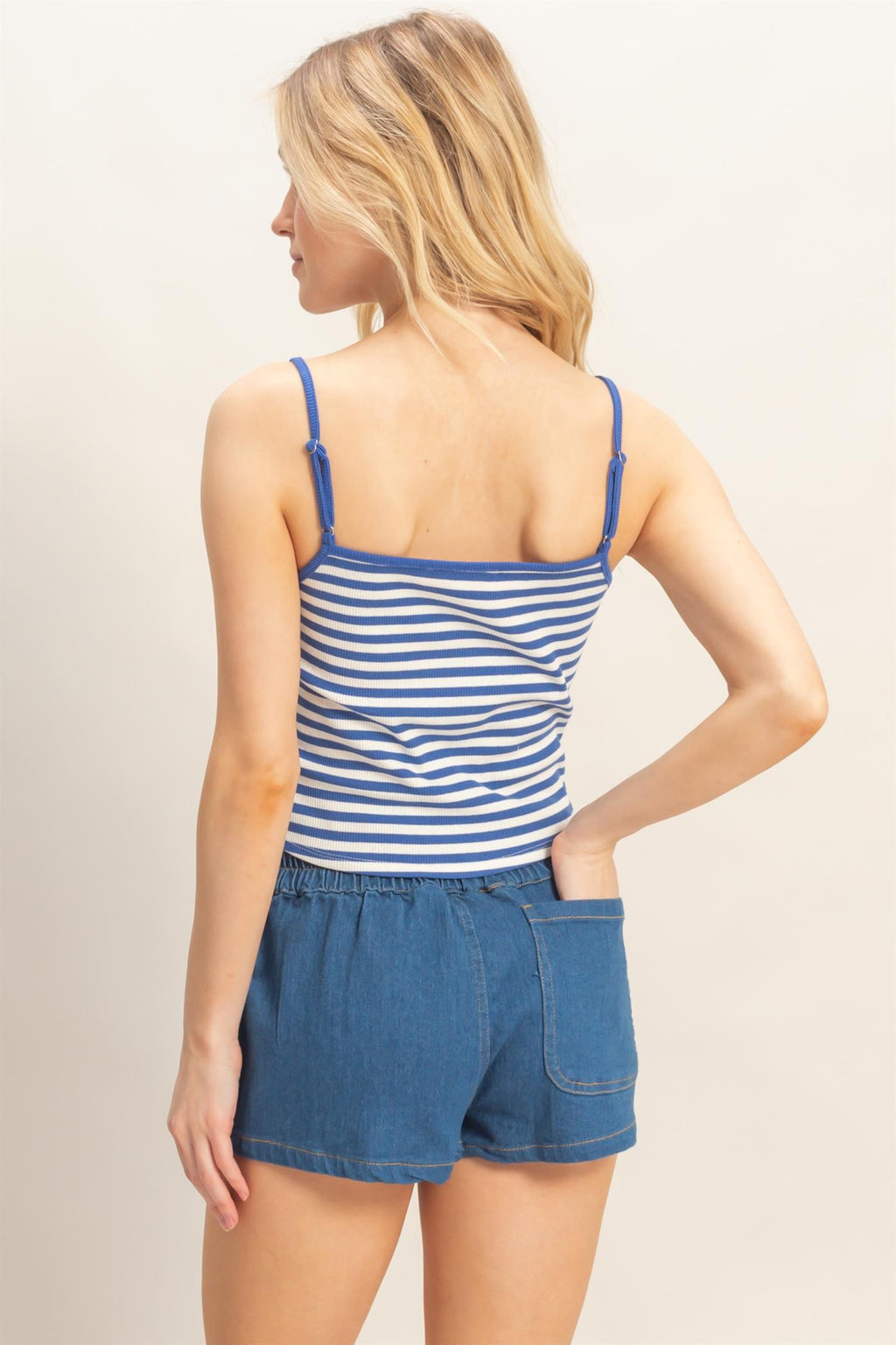 STRIPED PATCH EMBROIDERED TANK