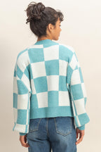 Checkered Cardigan Sweater