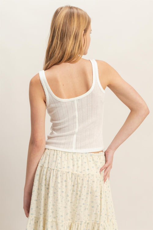 BUTTON FRONT RIBBED TANK