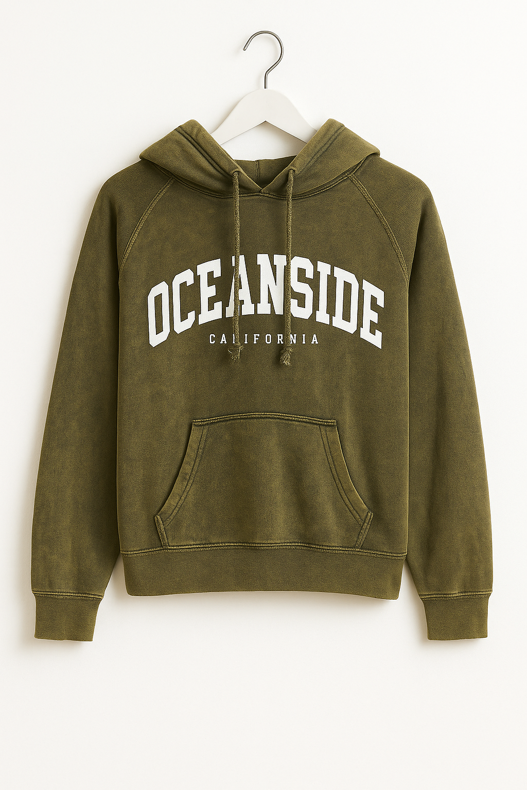 VINTAGE MINERAL WASHED HOODIE OLIVE