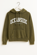 VINTAGE MINERAL WASHED HOODIE OLIVE