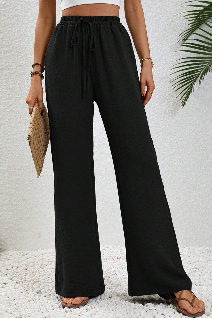 WIDE LEG PANTS W/POCKETS BLACK