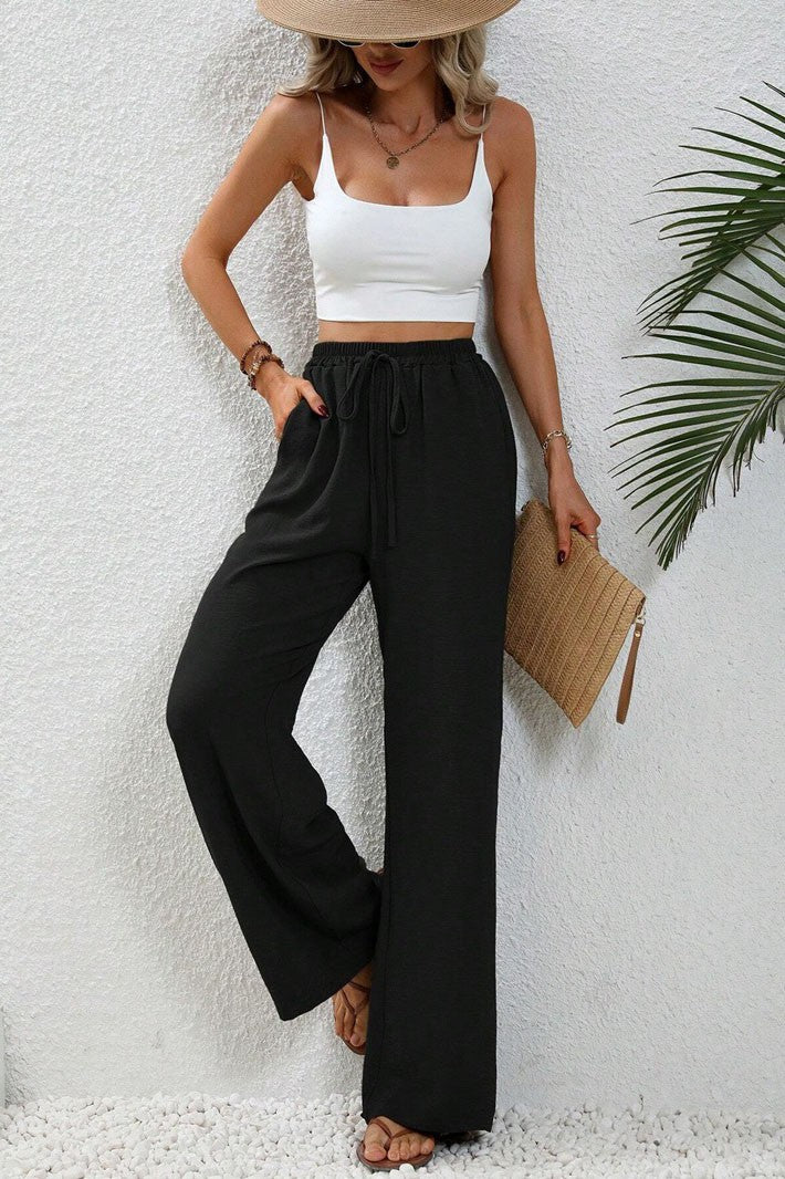 WIDE LEG PANTS W/POCKETS BLACK