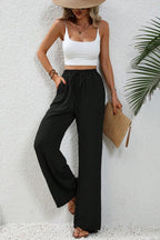 WIDE LEG PANTS W/POCKETS BLACK