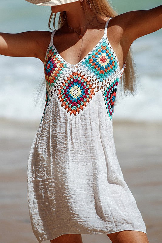 CROCHET V-NECK BEACH COVER