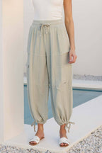 GAUZE CARGO TIE HEM JOGGER