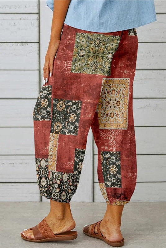 BOHO 3 BUTTONS TROUSERS RED