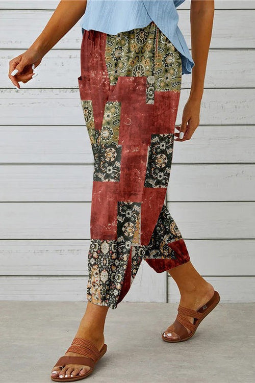 BOHO 3 BUTTONS TROUSERS RED