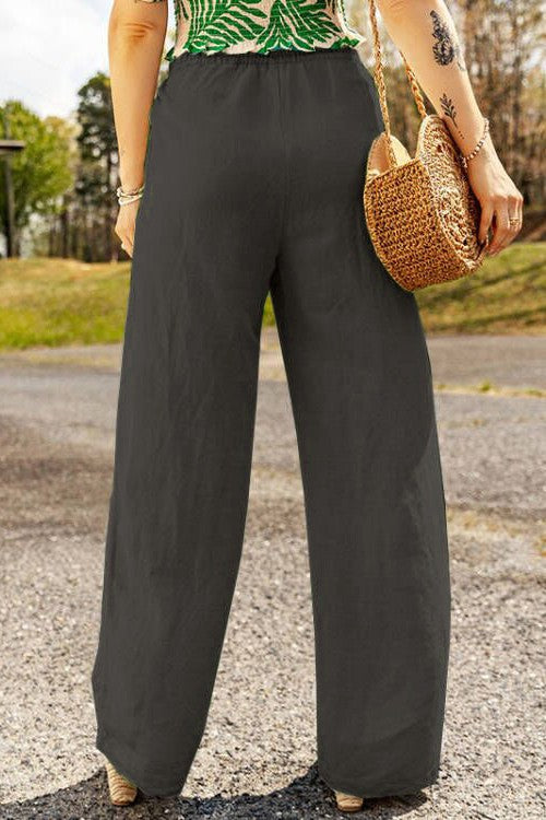 DRAWSTRING PANTS W/POCKETS GRAY