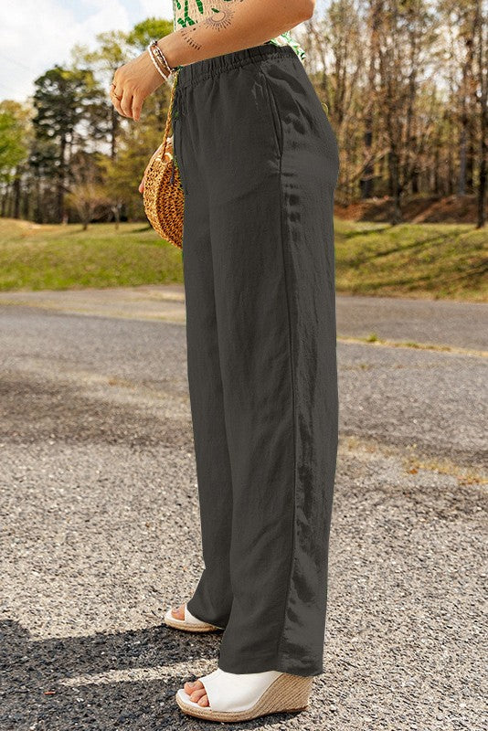 DRAWSTRING PANTS W/POCKETS GRAY