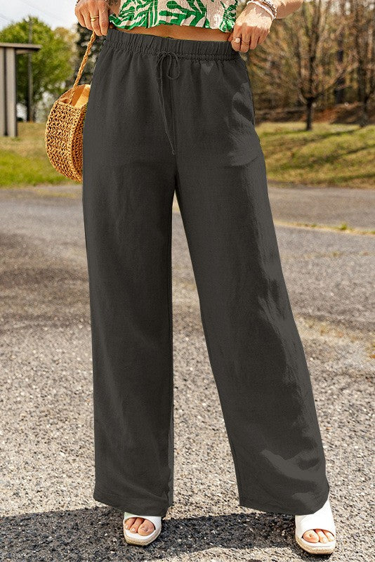 DRAWSTRING PANTS W/POCKETS GRAY