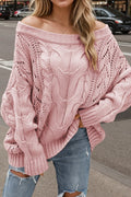 OFF SHOULDER TWIST SWEATER PINK