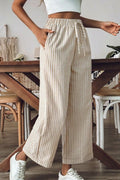 Stripes Wide Leg Cropped Pants