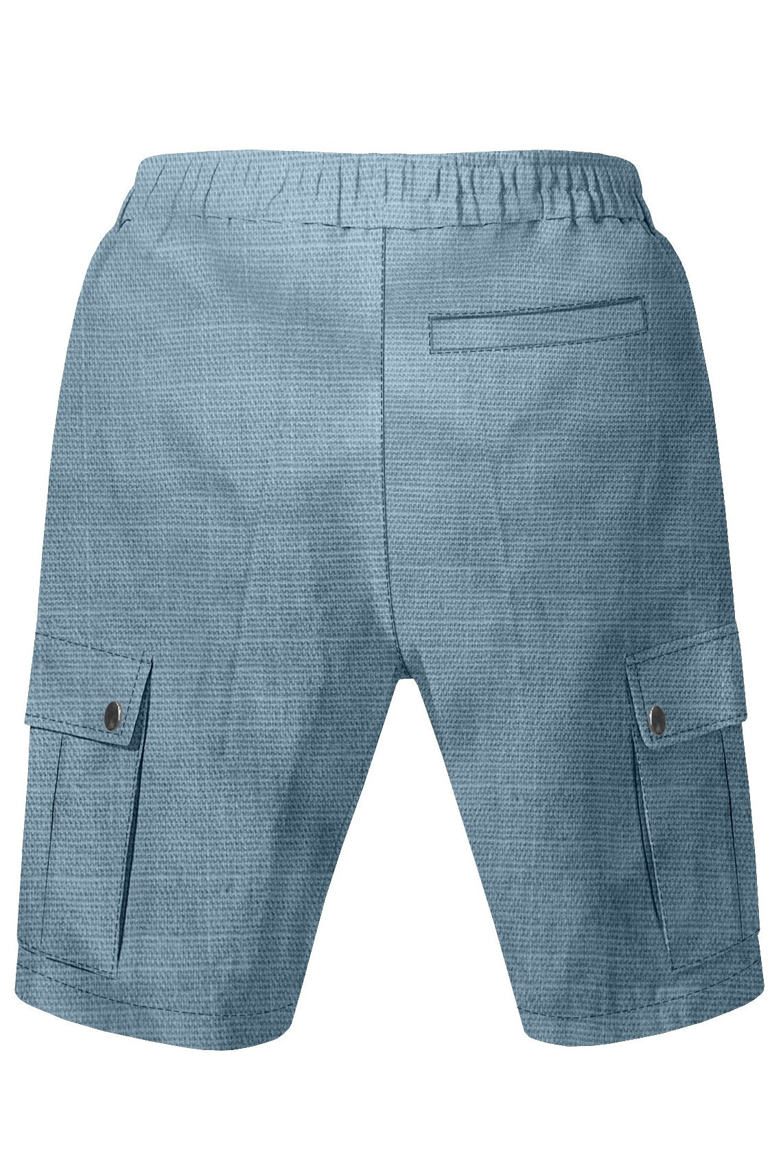 LINEN SOLID DRAWSTRING CARGO SHORTS