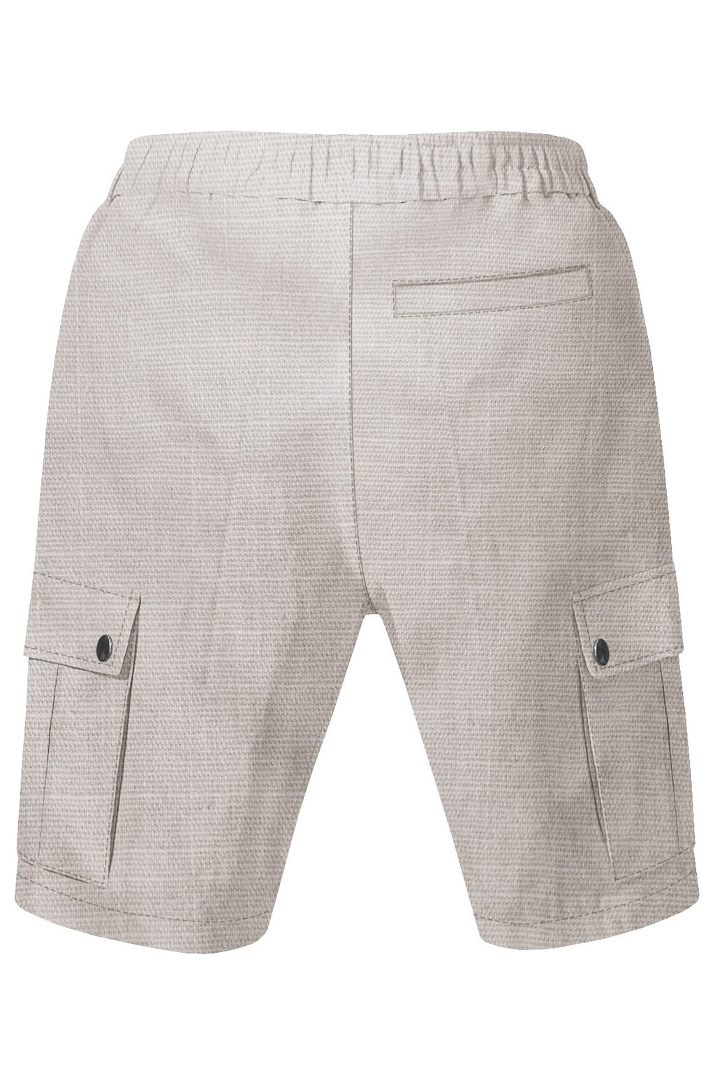LINEN SOLID DRAWSTRING CARGO SHORTS