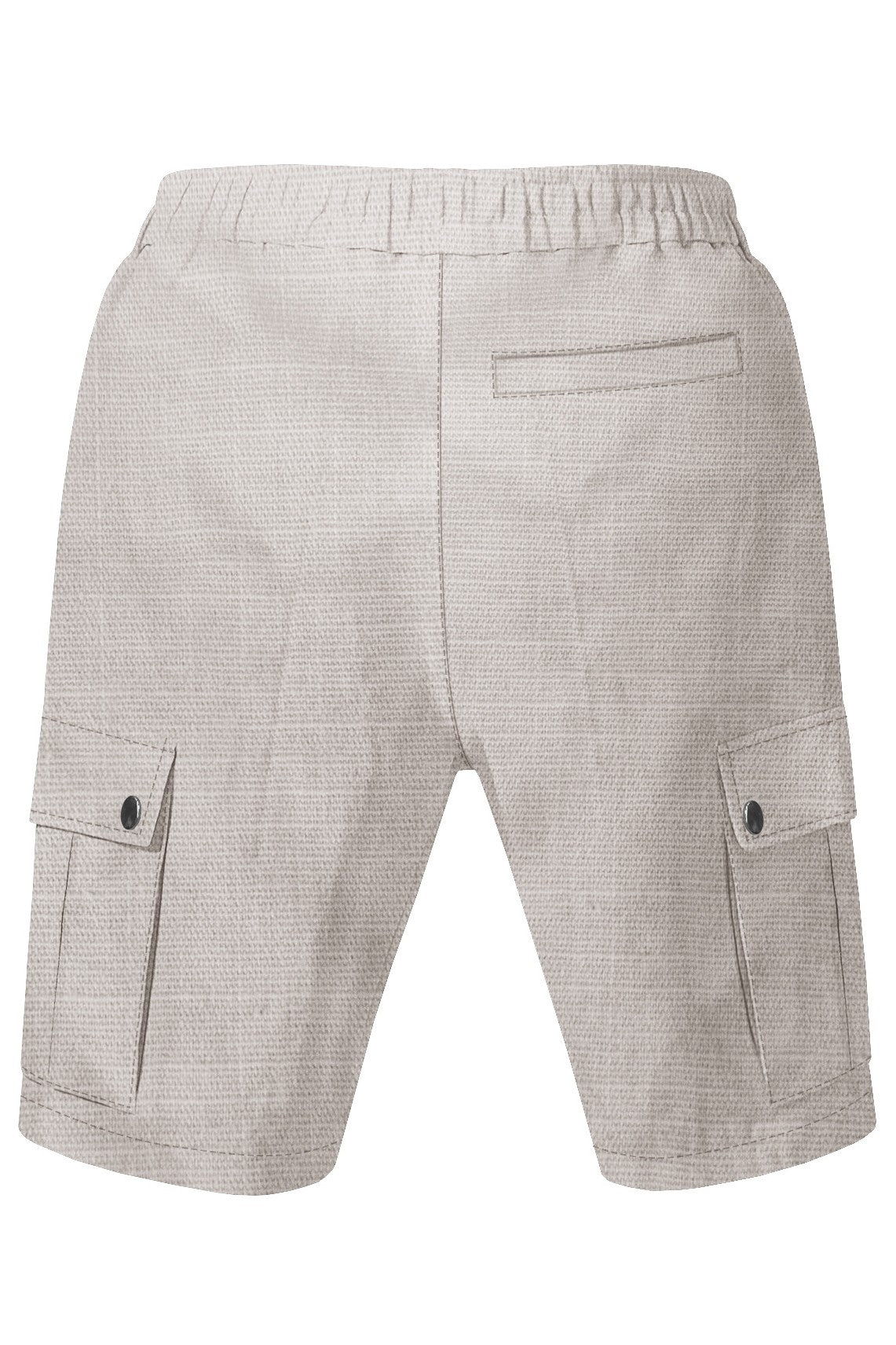 LINEN SOLID DRAWSTRING CARGO SHORTS