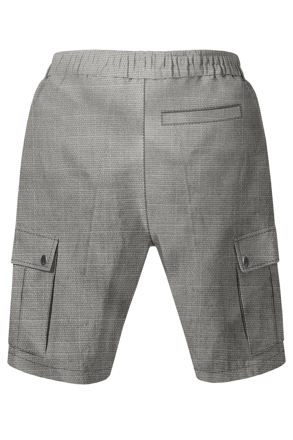 LINEN SOLID DRAWSTRING CARGO SHORTS
