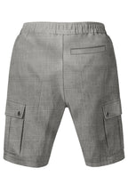 LINEN SOLID DRAWSTRING CARGO SHORTS