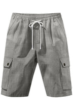 LINEN SOLID DRAWSTRING CARGO SHORTS