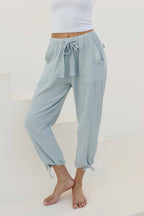 CRINKLE GAUZE DRAWSTRING JOGGER