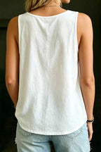 HOLLOW LACE V-NECK SLEVELESS SHIRT