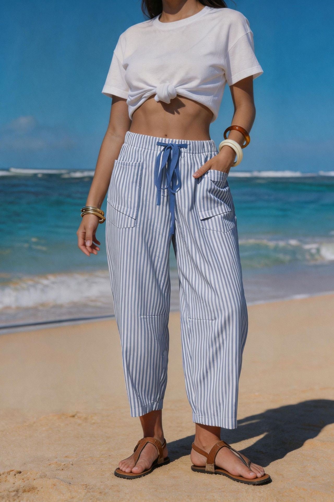 MARINA STRIPES POCKET PANTS