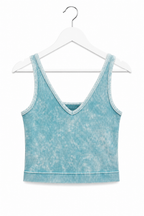 2 WAY NECKLINE WASHED RIBBED SEAMLESS TANK