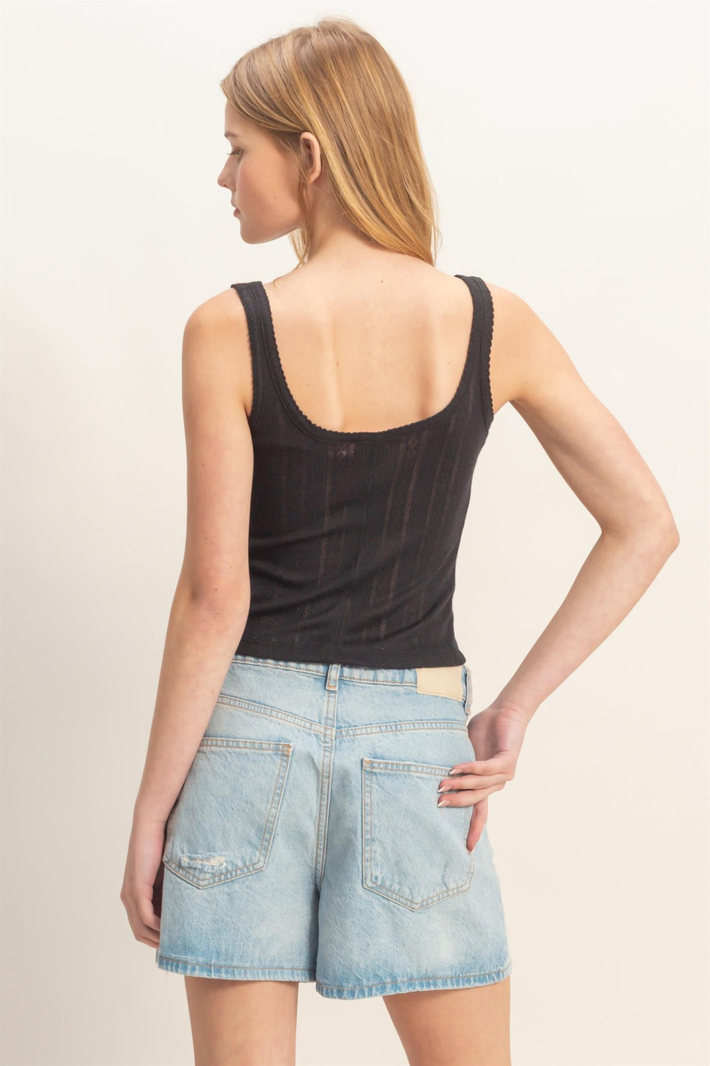 BUTTON FRONT RIBBED TANK