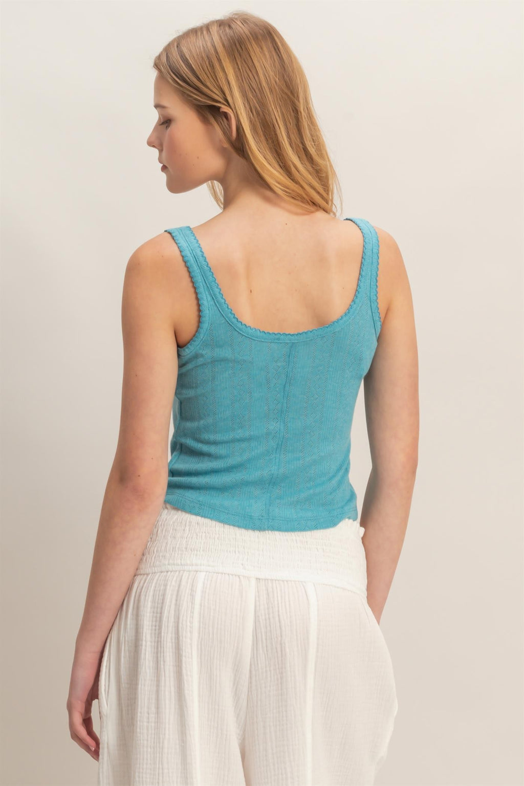 BUTTON FRONT RIBBED TANK