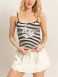 STRIPED PATCH EMBROIDERED TANK
