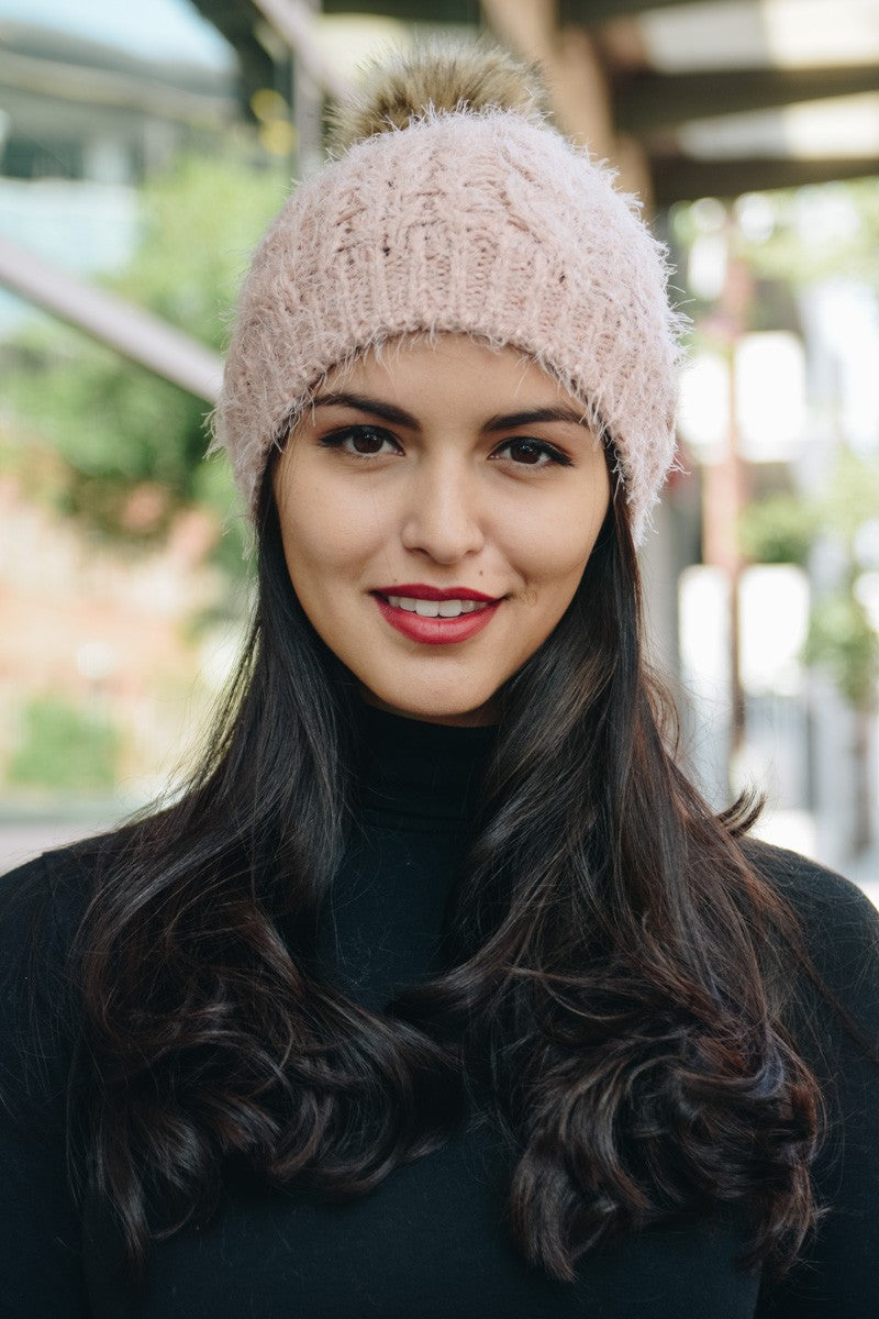 FAUX MOHAIR KNIT BEANIE