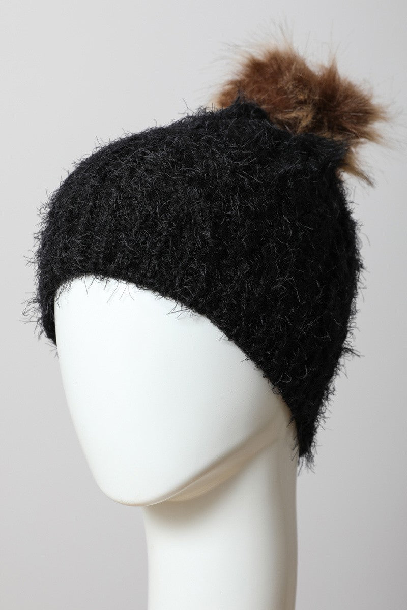 FAUX MOHAIR KNIT BEANIE