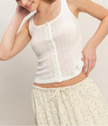 BUTTON FRONT RIBBED TANK