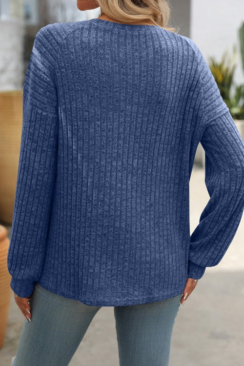 BUTTON DETAIL SOFT SWEATER BLUE