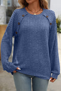 BUTTON DETAIL SOFT SWEATER BLUE