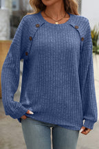 BUTTON DETAIL SOFT SWEATER BLUE
