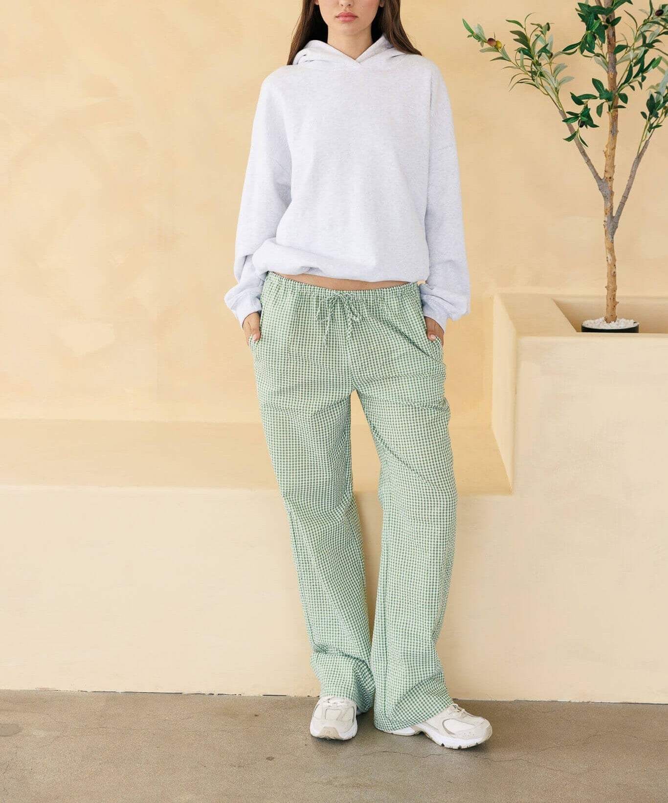 GINGHAM PULL ON PANTS
