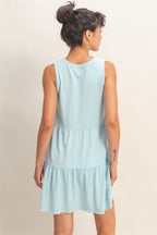 CREWNECK TIERED MINI DRESS