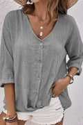 V-NECK LIGHTWEIGHT BUTTON UP