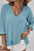 V-NECK LIGHTWEIGHT BUTTON UP