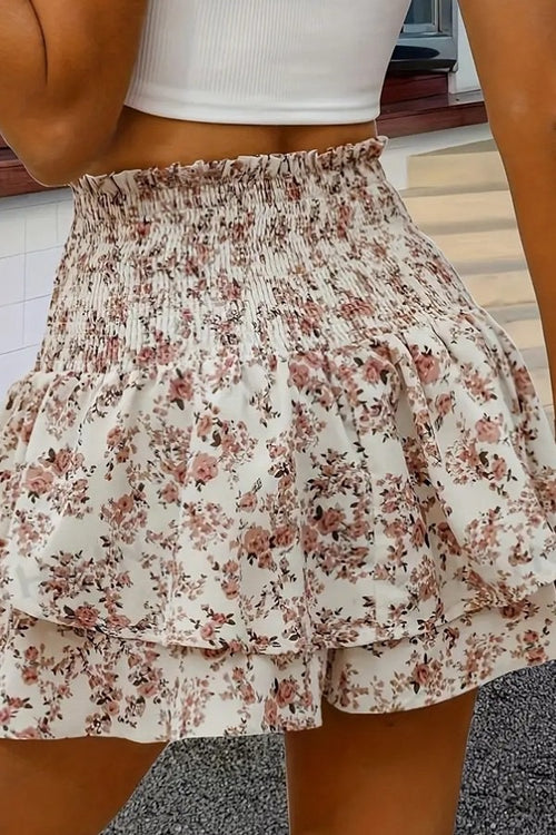 BOHO FLORAL SKORT RUFFLE