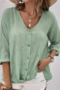 V-NECK LIGHTWEIGHT BUTTON UP