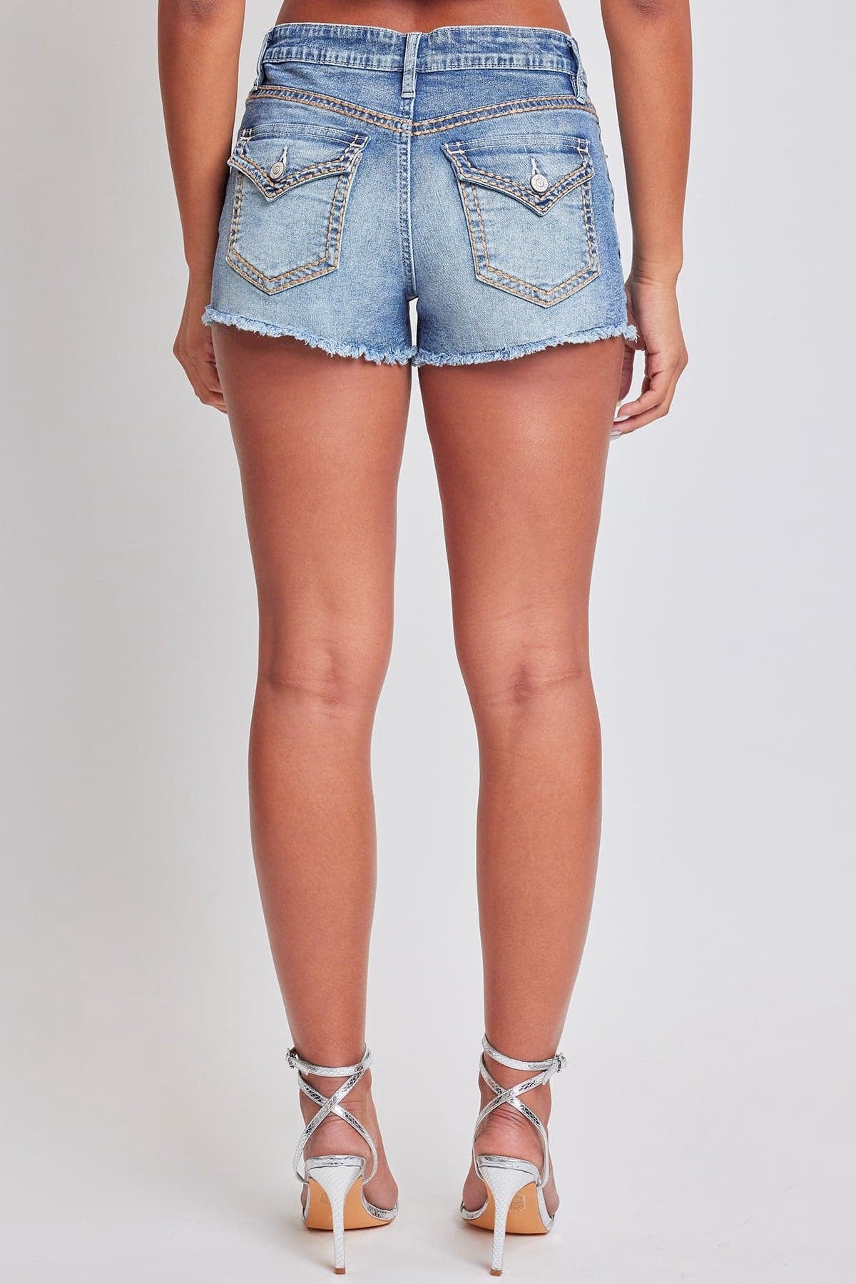 MID-RISE STITCH DENIM SHORTS