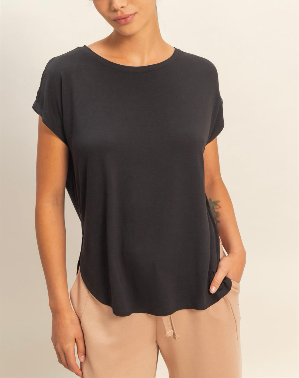 Relaxed Dolman Short Sleeve Top