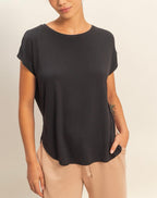 Relaxed Dolman Short Sleeve Top