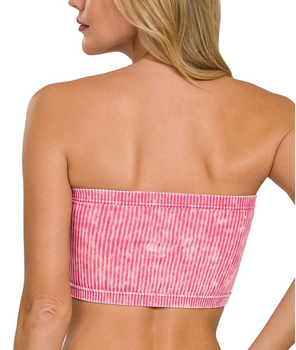 WASHED RIBBED SEAMLESS TUBE TOP