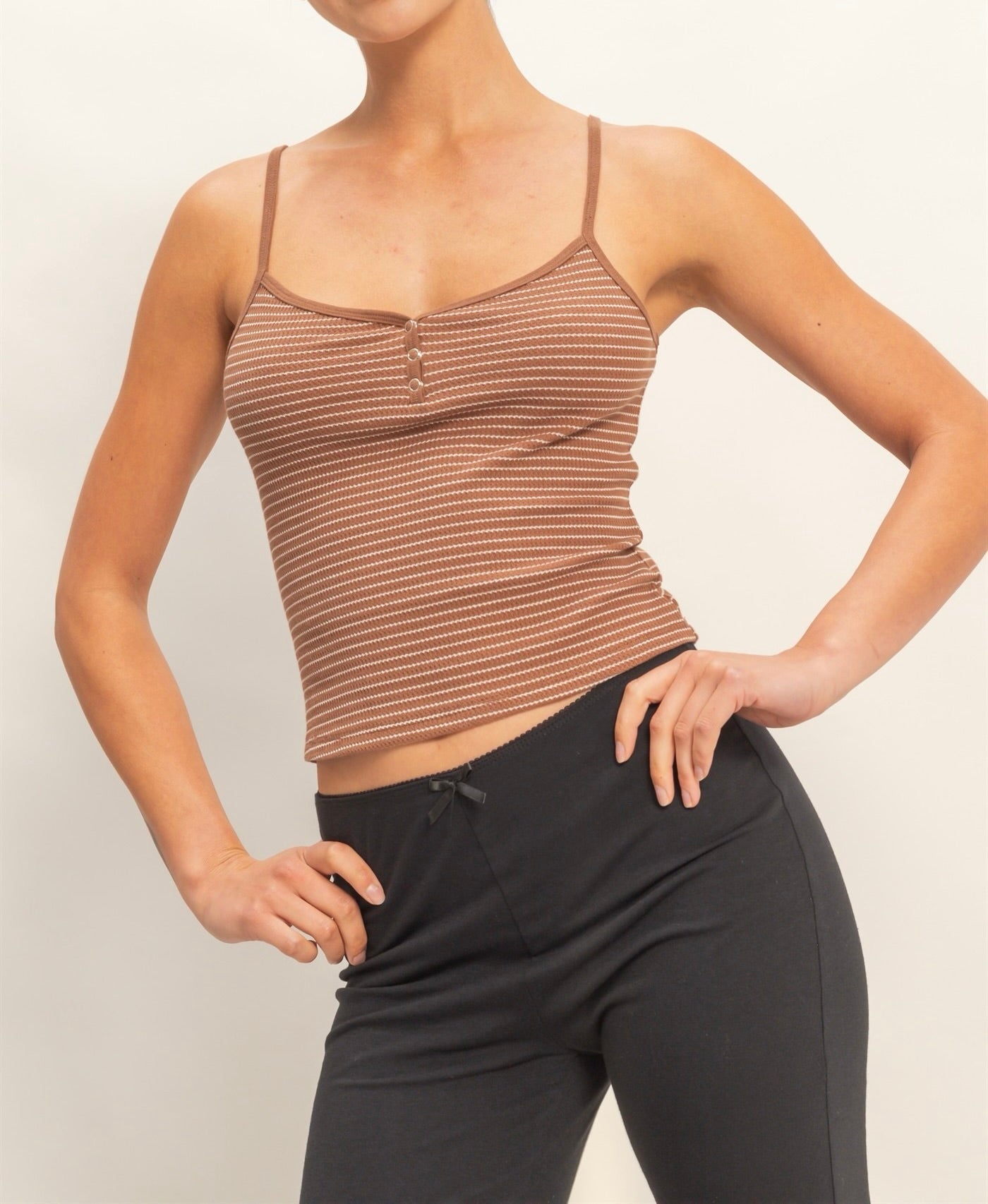 SNAP-BUTTON HENLEY CAMI