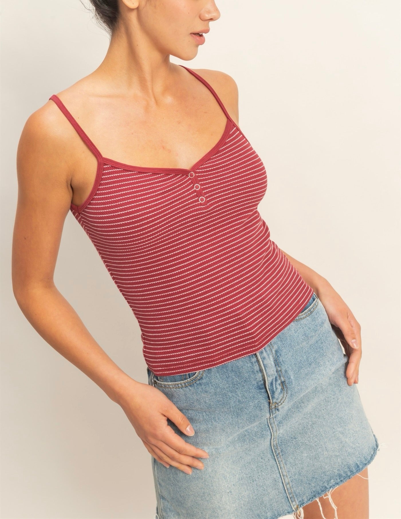 SNAP-BUTTON HENLEY CAMI
