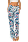 TROPICAL PRINT 32 INCH LINEN PANTS