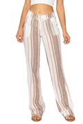 STRIPE LINEN WIDE LEG PANTS